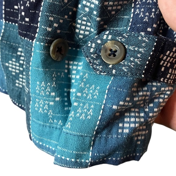 NEW VTG Cottagecore Cross Stitch Quilt Pattern Cropped Jacket Prairie Blue L - Picture 3 of 5